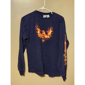 Vintage Utility Long Sleeve Graphic T-Shirt Phoenix Flames Menswear